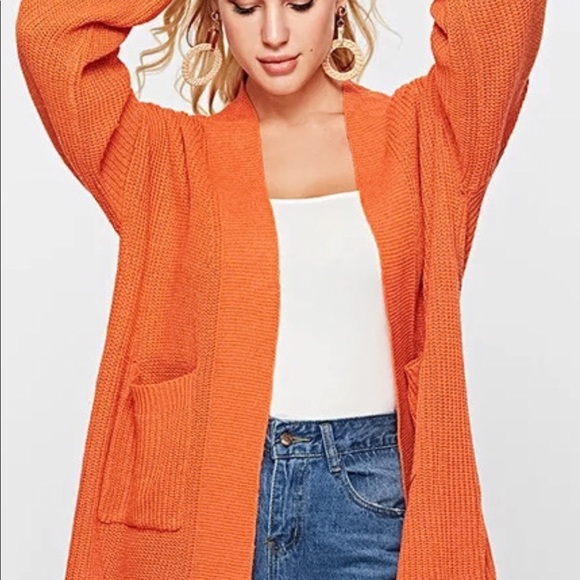 New Open Front Super Comfortable Orange Cardigan - Picture 4 of 4